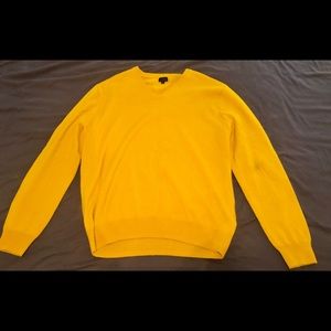 J. Crew Mens Yellow V-Neck Cashmere Sweater - XL